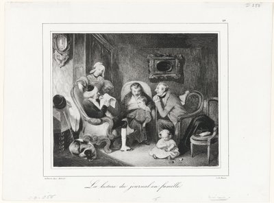 Zeitunglesen im Familienkreis von Honoré Victorin Daumier