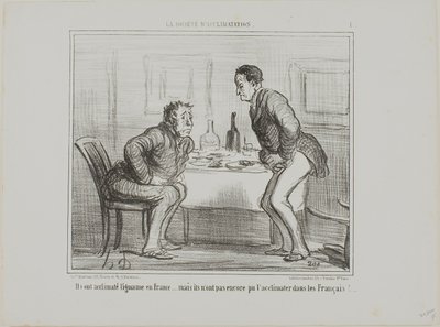 Es gelang ihnen, die indische Kartoffel an das französische Klima anzupassen, aber es ist immer noch ein Problem, die Franzosen an die indische Kartoffel zu gewöhnen!, Tafel 1 aus La Société D