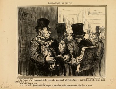 Im Auktionssaal Nr. 2: Meine Frau hat mir aufgetragen, ihr mein Porträt mitzubringen... von Honoré Daumier