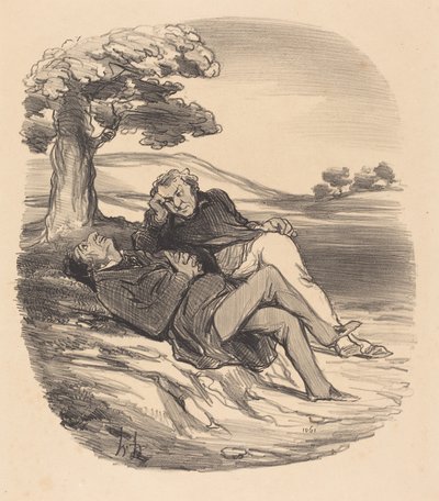 Sanfter Zeitvertreib eines aus dem Handel zurückgezogenen Eisenwarenhändlers... von Honoré Daumier
