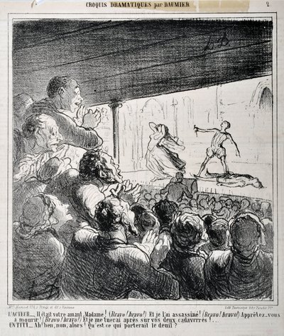 Dramaskizze: „Er war Ihr Liebhaber, Madame...“ (Gravur von Honore Daumier in „Le Charivari“) von Honoré Daumier