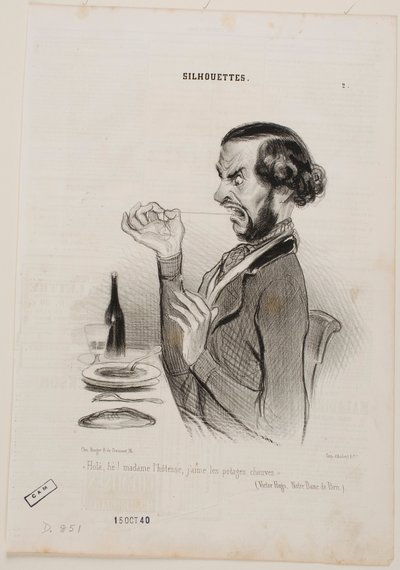 Hey! Kellnerin, ich bevorzuge meine Suppe kahl! von Honoré Daumier
