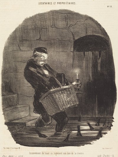 Unannehmlichkeit der Miete... nicht weit von einem Fluss von Honoré Daumier