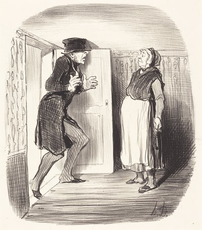 Unannehmlichkeit, ein Zwischengeschoss ohne Vorsicht zu besuchen von Honoré Daumier