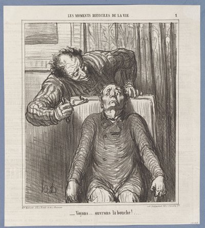 Lass uns sehen... öffne deinen Mund! von Honoré Daumier