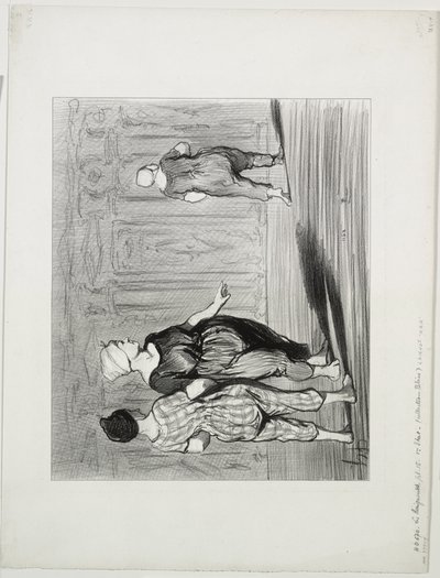 Die Badenden, Platte 15: Es ist wieder sie, eine hübsche Mode, Madame Coquardeau! von Honoré Daumier