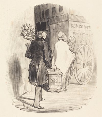 Pariser transportiert in ein anderes Viertel... von Honoré Daumier