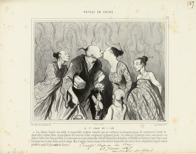 Reise nach China Nr. 25: Der 1. Neujahrstag. - Die Chinesen nach einer alten und respektablen Tradition... von Honoré Daumier