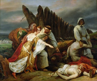 Edith findet den Körper von Harold von Emile Jean Horace Vernet