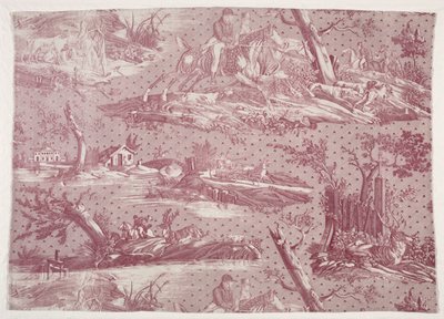 Fragment eines Kupferplatten bedruckten Baumwollstoffs mit Jagdszenen-Design, ca. 1815 von Emile Jean Horace Vernet