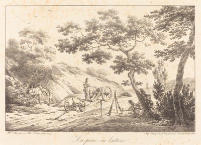 Das Stück in Batterie von Emile Jean Horace Vernet