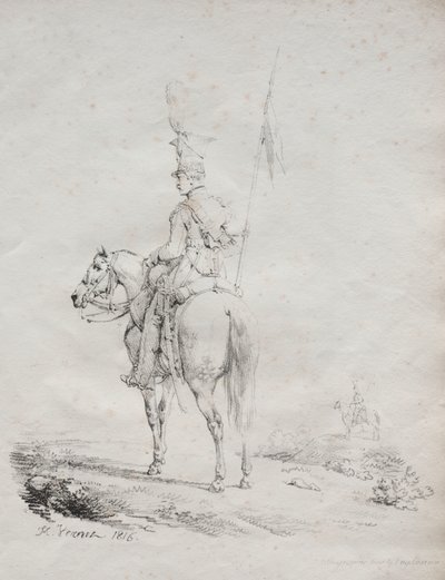 Sammlung lithografischer Versuche: Der Lanzenträger auf Wache von Emile Jean Horace Vernet