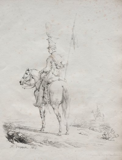 Receuil dessais lithographiques: Le Lancier en Vedette von Emile Jean Horace Vernet