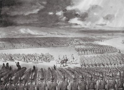 Porus erwartet den Angriff Alexanders, Juli 326 v. Chr. von Horace van Ruith