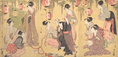 Eine Parodie von Yuranosuke in den Vergnügungsvierteln, ca. 1797 von Hosoda Eishi