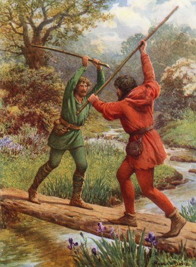 Der Kampf zwischen Robin Hood und Little John von Howard Davie
