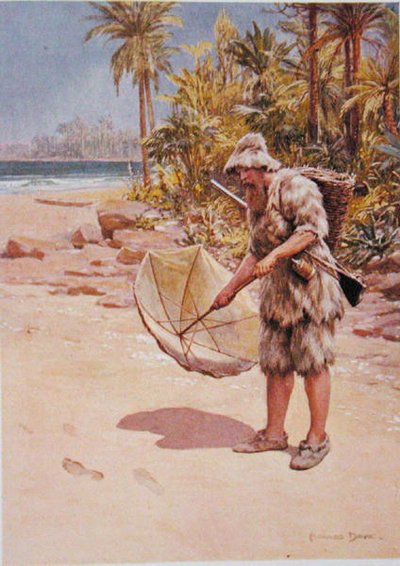 Die Fußspuren im Sand, Illustration für 