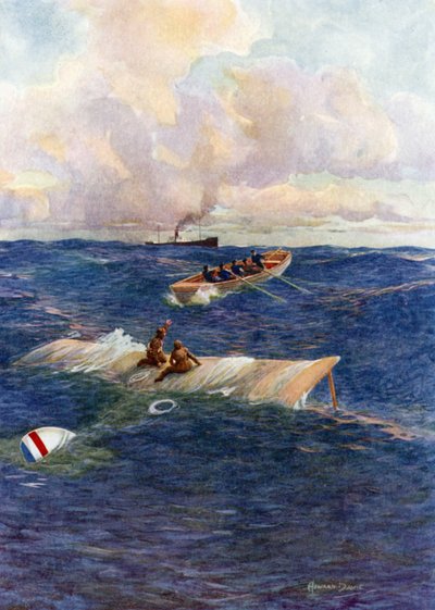 Das Rettungsboot der "Mary of Denmark" rettet Hawker und Grieve von Howard Davie
