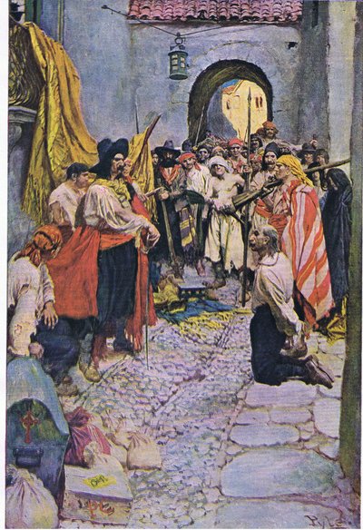 Tribut von den Bürgern erpressen, aus Howard Pyles Buch der Piraten, veröffentlicht von Harper & Bros, 1921 von Howard Pyle
