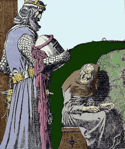 König Artus und die Hexe. Illustration von Howard Pyle von Howard Pyle