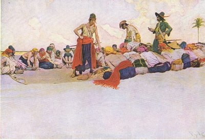 So wurde der Schatz aufgeteilt, aus Howard Pyles Buch der Piraten, veröffentlicht von Harper & Bros, 1921 von Howard Pyle