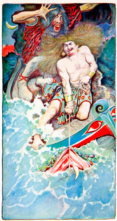 Das Angeln von Thor und Hymir, aus Volkslegenden des Meeres, Harpers Magazine, 1902 von Howard Pyle