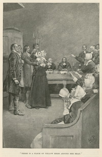 Es gibt einen Schwarm gelber Vögel um ihren Kopf von Howard Pyle