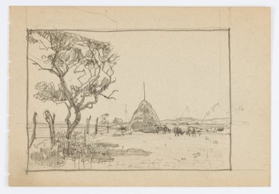 Ohne Titel (Baum mit Heuschober) von Howard Russell Butler