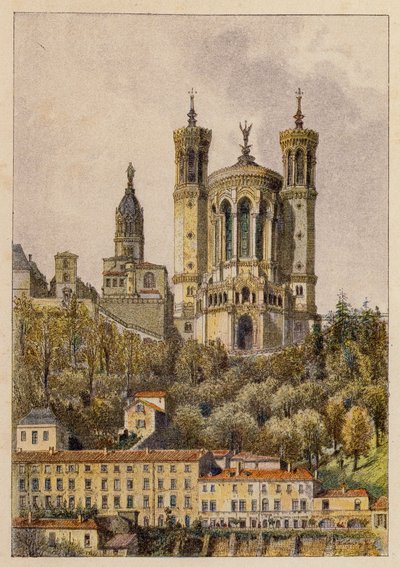 Notre-Dame de Fourvières, Lyon (Farblithografie) von Hubert Clerget