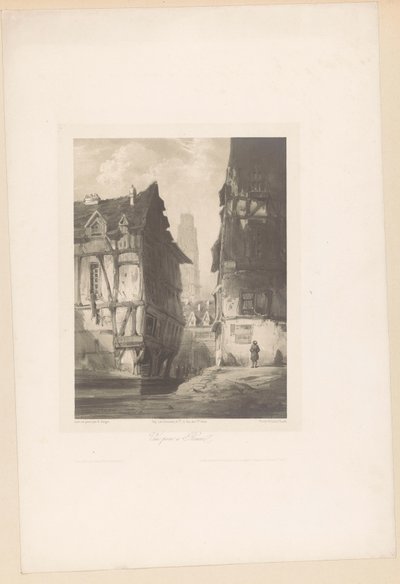 Ansicht von Häusern und der Kathedrale in Rouen von Hubert Clerget