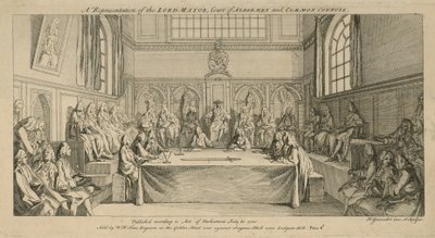 Eine Darstellung des Lord Mayor, Gerichtshof der Aldermen und des Gemeinderats von Hubert Francois Gravelot