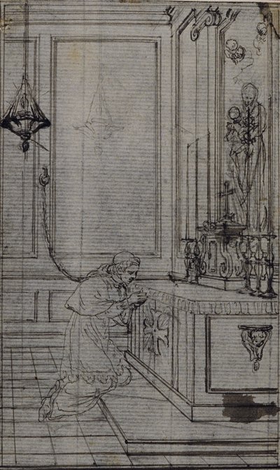 Studie für Vignette in Abbé Dinouarts "Vie du Venerable don Juan de Palafox", S. 256 von Hubert Francois Gravelot