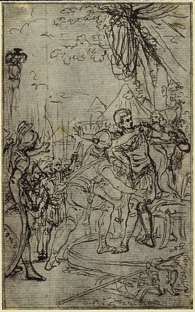 Studie für eine Illustration in Tacitus "Tibère, ou Les Six Premiers Livres des Annales" Buch I, Bd. 1, 3. Studie von Hubert Francois Gravelot