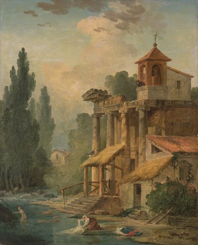 Eine Laune mit einem Eremitage, 1796 von Hubert Robert