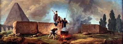 Zigeuner kochen einen Kessel unter ägyptischen Ruinen von Hubert Robert