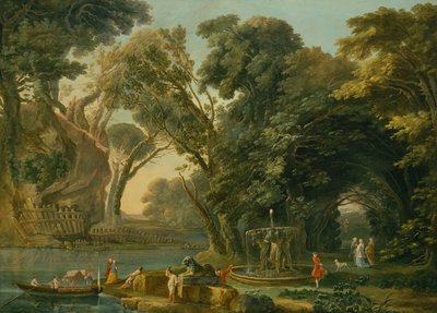 Italienische Laune mit einer Landung von Hubert Robert