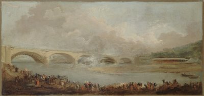 Das Entschalen der Brücke von Neuilly, am 22. September 1772, zwischen 1772 und 1775 von Hubert Robert