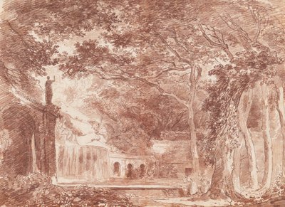 Der ovale Brunnen in den Gärten der Villa d