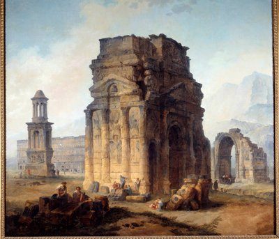 Ansicht des Arc de Triomphe und des Theaters von Orange von Hubert Robert