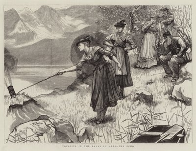 Touristen in den Bayerischen Alpen, das Echo von Hubert von Herkomer