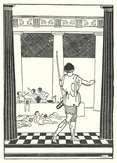 Odysseus tötet die Freier der Penelope von Hugh Chesterman