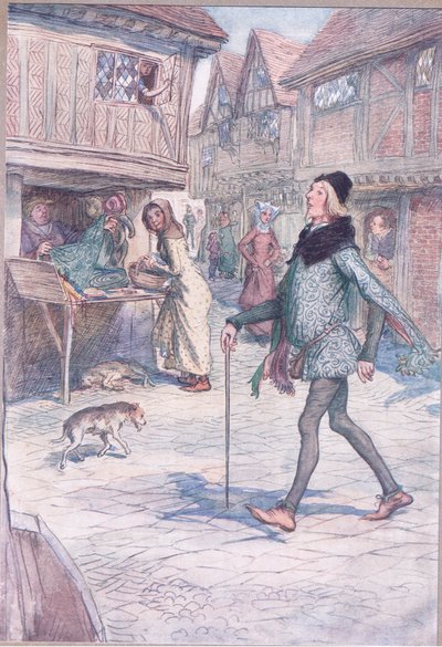 Hält er nicht den Kopf hoch, als ob? Und stolz in seinem Gang?, Illustration aus Die lustigen Weiber von Windsor, 1910 von Hugh Thomson
