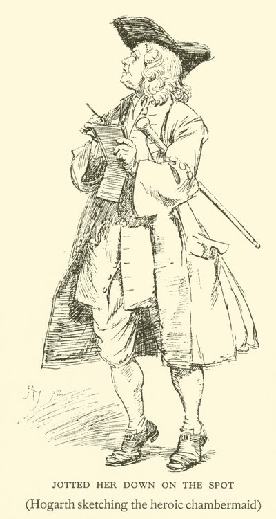 Skizze von Hogarth der heldenhaften Zimmermädchen (Gravur) von Hugh Thomson