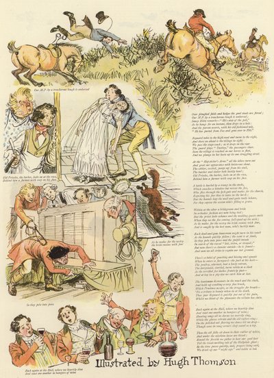 Serie von Illustrationen, die die Hollydale-Jagd darstellen von Hugh Thomson