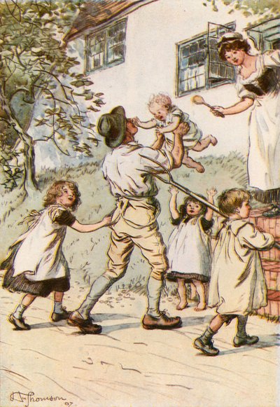 Der Vater, dessen Rückkehr von jungen Stimmen begrüßt wird von Hugh Thomson