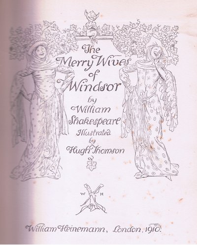 Titelseitengestaltung, Illustration aus Die lustigen Weiber von Windsor, 1910 von Hugh Thomson