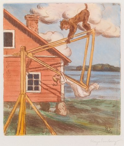 Der Teufel auf der Schaukel von Hugo Simberg