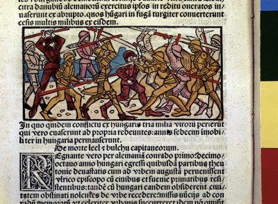 MAGIARS Kampf: Illustration aus dem Buch "Chronik von Ungarn" von Hungarian School