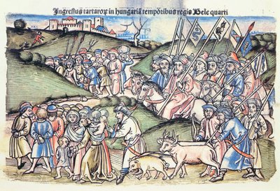 Die mongolische Invasion Ungarns im Jahr 1241 während der Herrschaft von Bela IV von Hungarian School