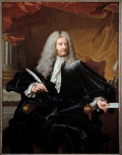 Porträt von Louis Germain de Chauvelin (1685-1762), Marquis de Grosbois, Staatssekretär für auswärtige Angelegenheiten und Siegelbewahrer. Gemälde von Hyacinthe Rigaud (1727) von Hyacinthe Francois Rigaud